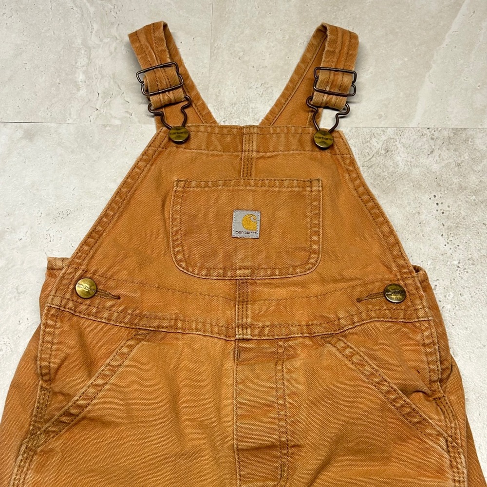 Carhartt Bib Overalls Brown Kids Size 4T Duck Canvas Double Knee OX8609-B